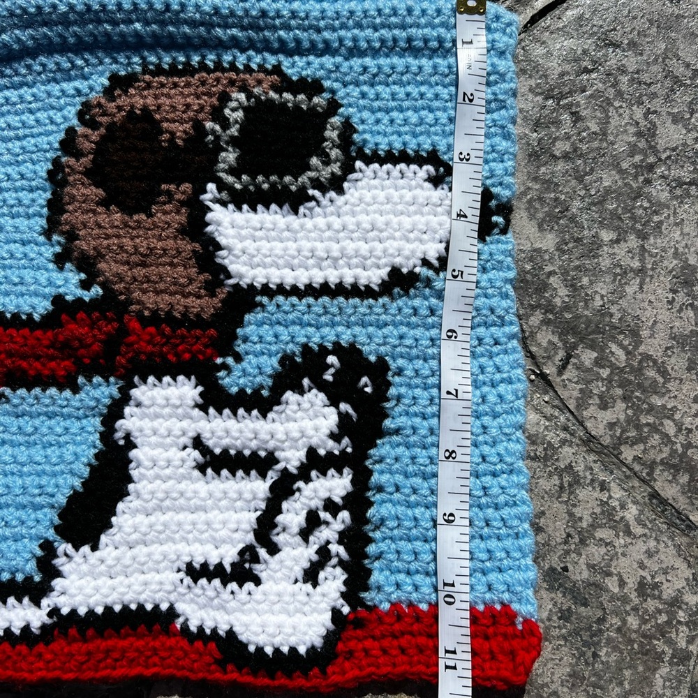 Hand Crocheted The Red Baron Snoopy Small Tapestry! - Picture 8 of 10